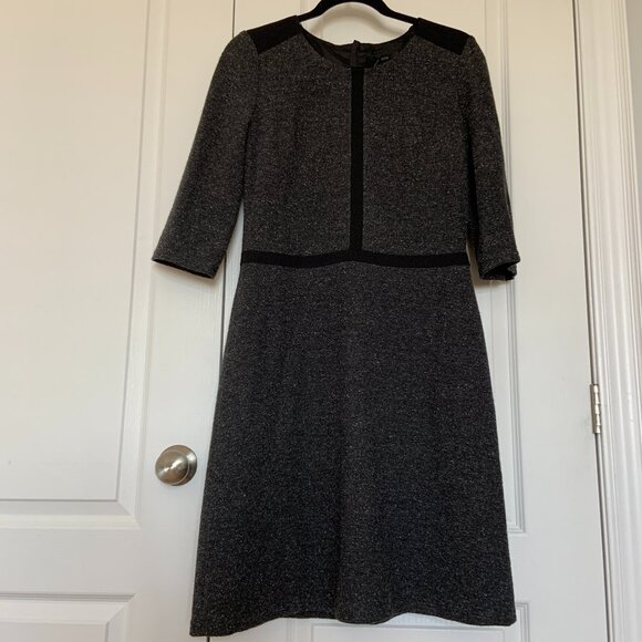 Women's Boss by Hugo Boss Marl Virgin Wool Silk Midi Dress Marl Grey US 4 - Picture 2 of 12